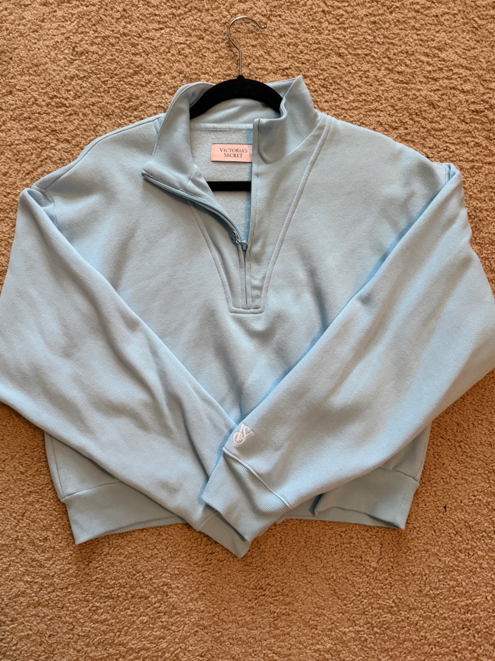 Victoria's Secret Light Blue Crop Quarter-Zip Pullover